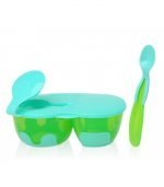Cuenco doble con base antideslizante y cuchara Kiokids