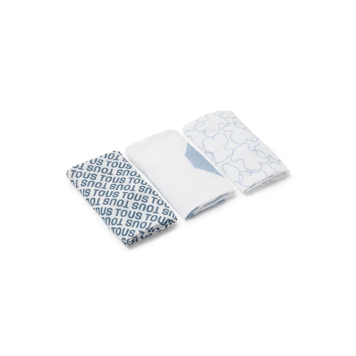 AZUL-3 Pack de 3 Muselinas 38x38 cm. Estampadas Baby Tous - Imagen 1