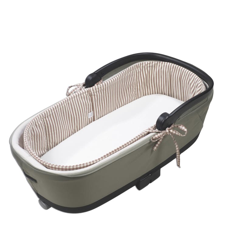 Cubre Capazo Reversible Varillas + Sábana Ajustable Praliné Vichy/Rayas Walking Mum