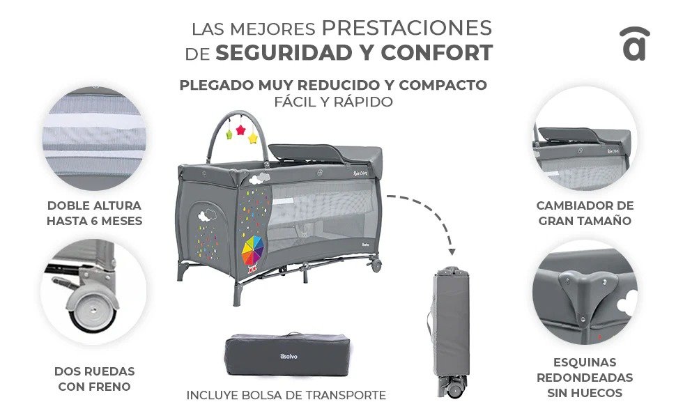Cuna De Viaje Con Cambiador Completa Asalvo - Imagen 8