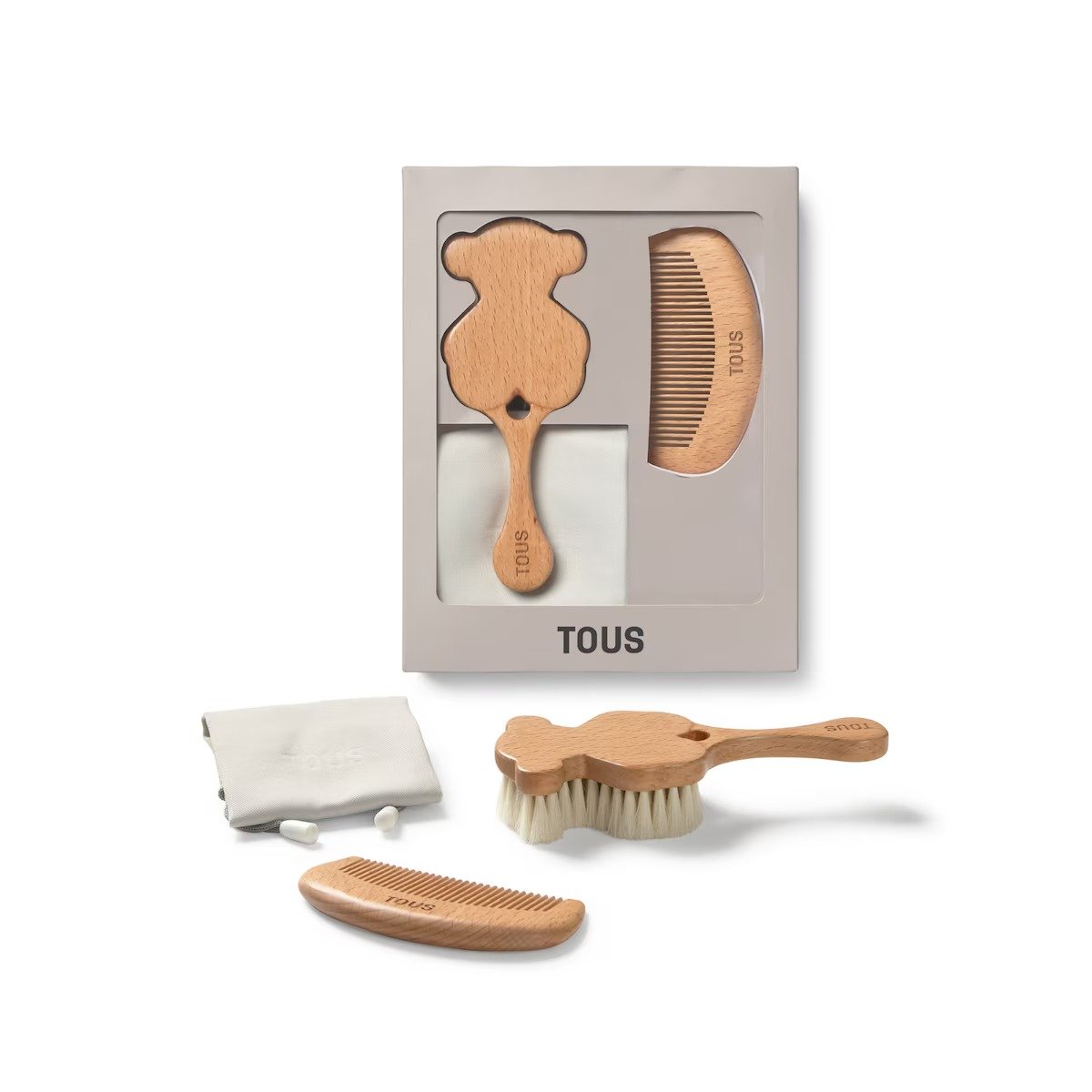 Set de Cepillo y Peine Madera Haya Natural Tous Baby