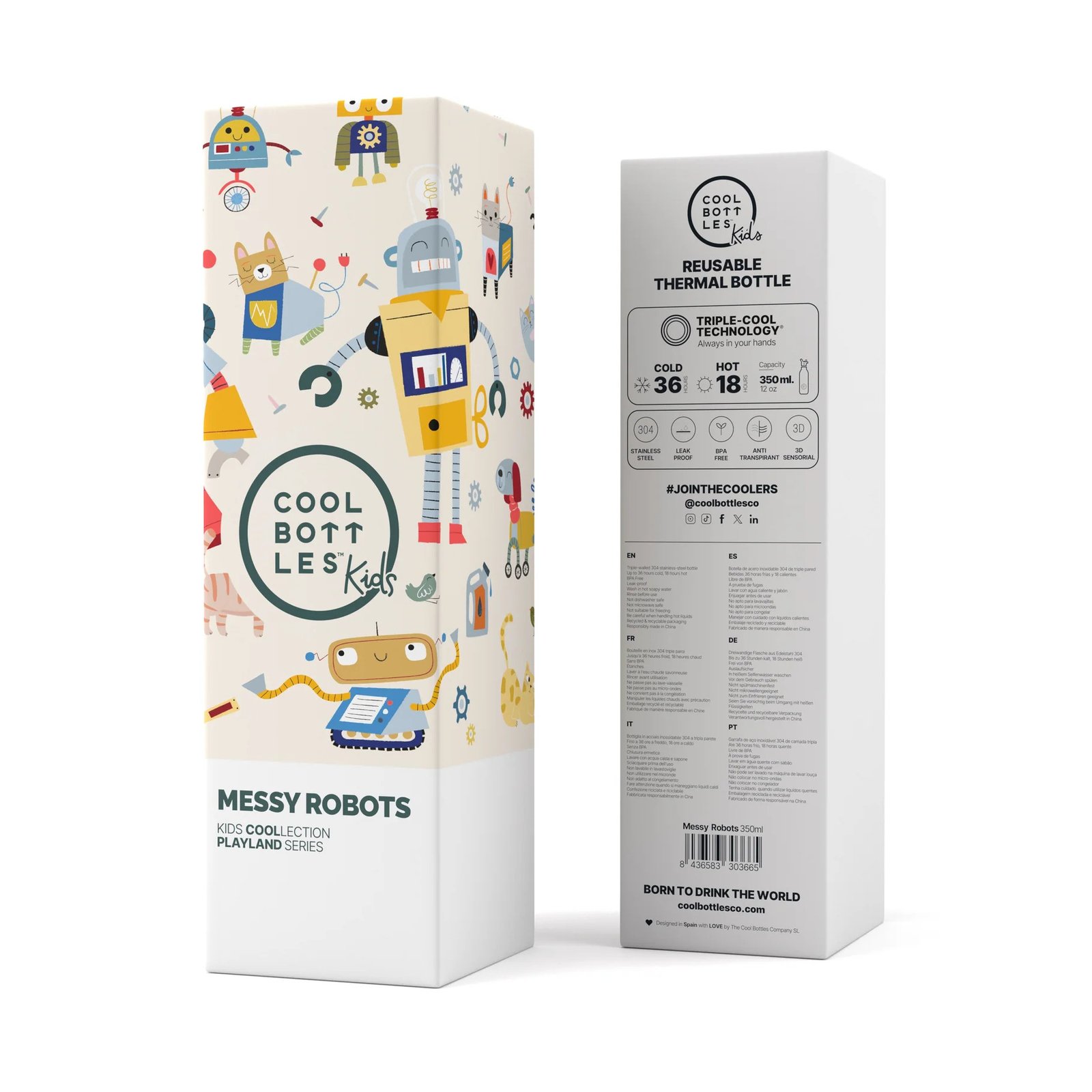Botella Térmica Infantil 350 ml. Messy Robots Cool Bottles - Imagen 5