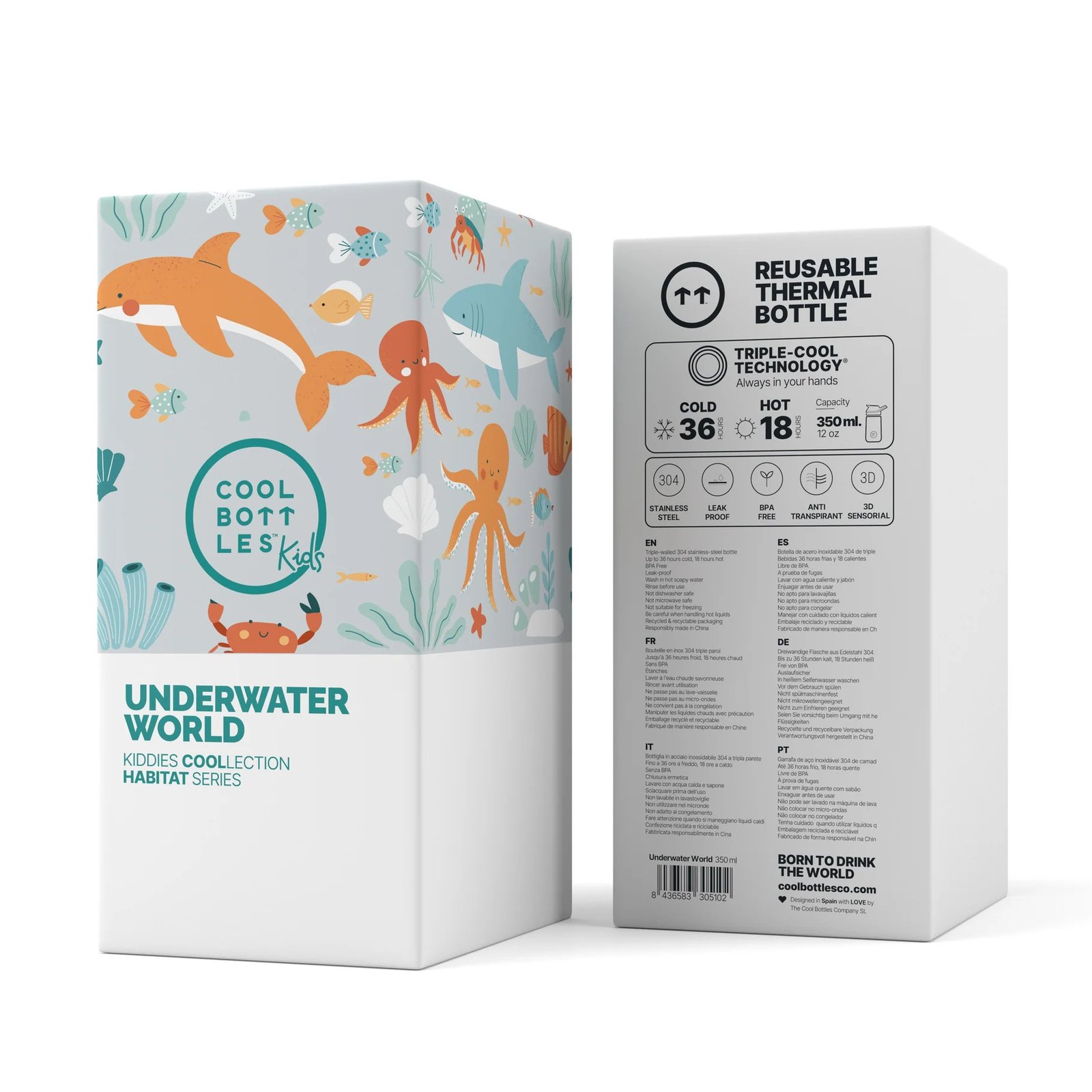 Botella Térmica Infantil Con Boquilla 350 ml. Underwater World Cool Bottles - Imagen 5