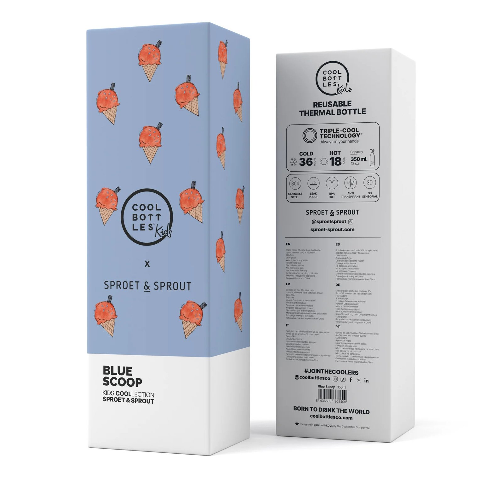 Botella Térmica Infantil 350 ml. Sprt& Blue Scoop Cool Bottles - Imagen 5
