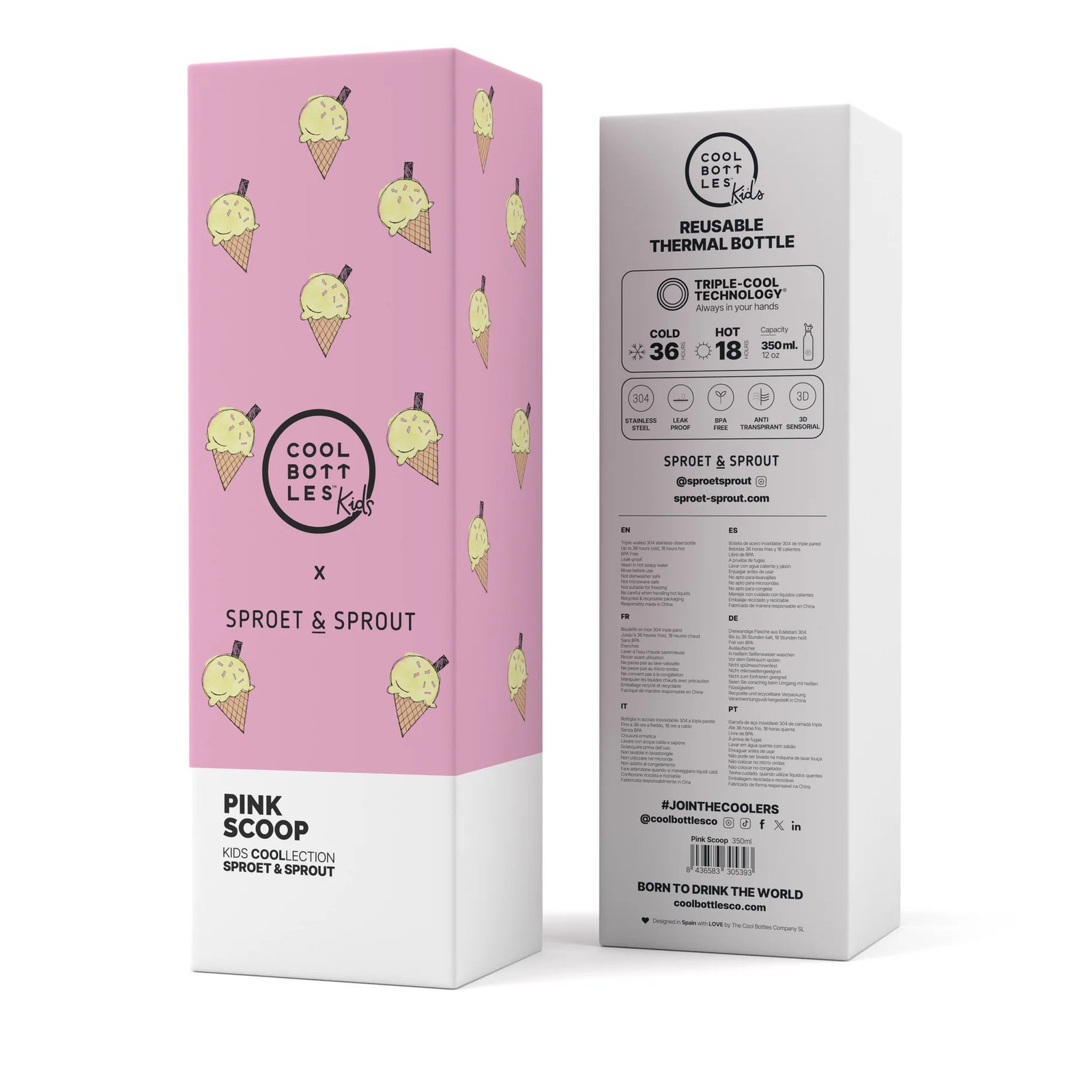 Botella Térmica Infantil 350 ml. Sprt& Pink Scoop Cool Bottles - Imagen 5