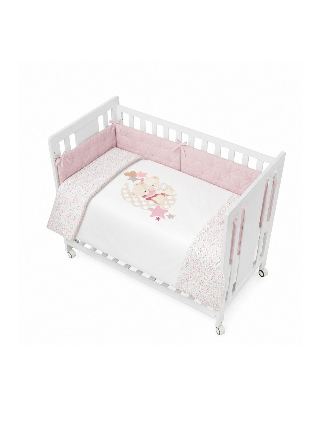 Funda Nórdica Reversible Desenfundable + Protector Cuna Flores Petalos Interbaby