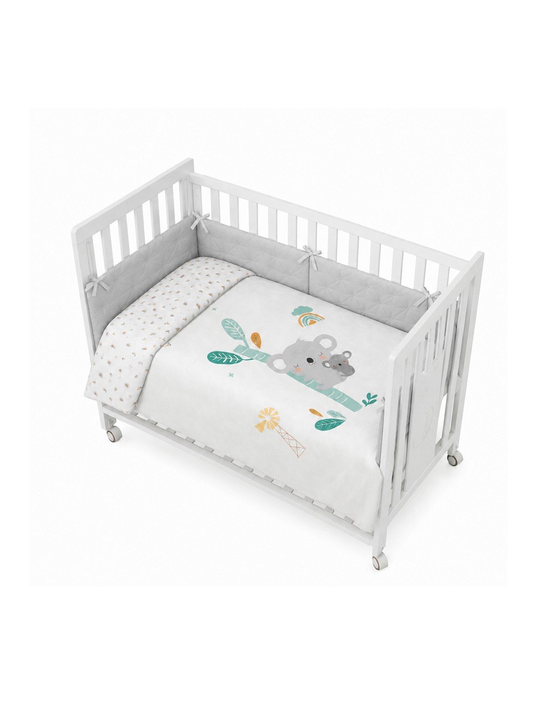 Funda Nórdica Reversible Desenfundable + Protector Cuna Granja Koala Interbaby