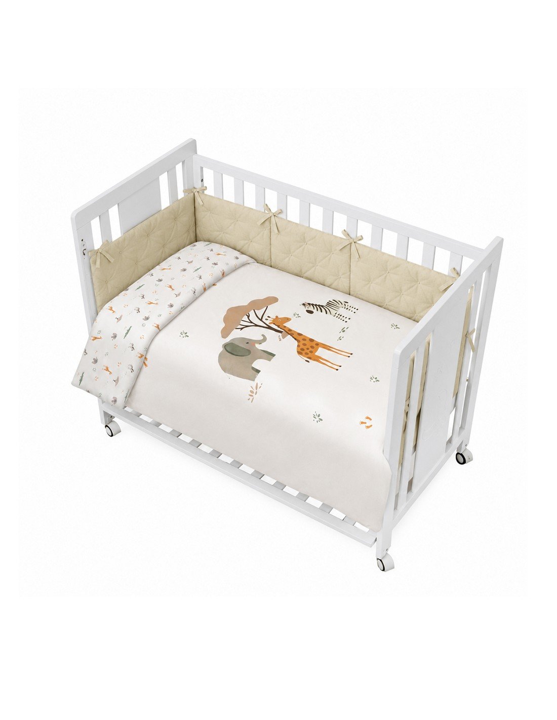 Funda Nórdica Reversible Desenfundable + Protector Cuna Savanna Interbaby