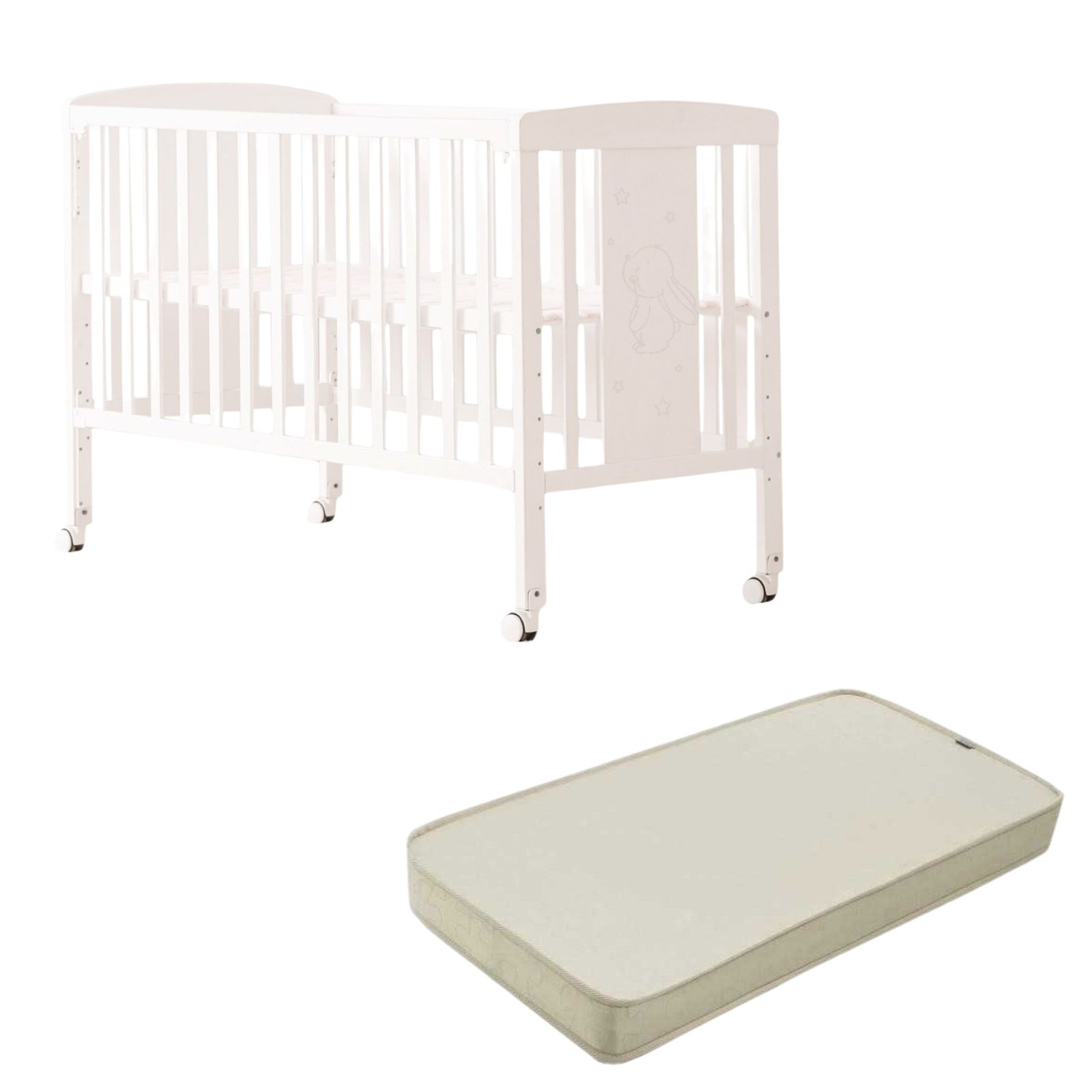 Pack Cuna Colecho Asti Blanca IKID + Colchón Liso La Cigüeña