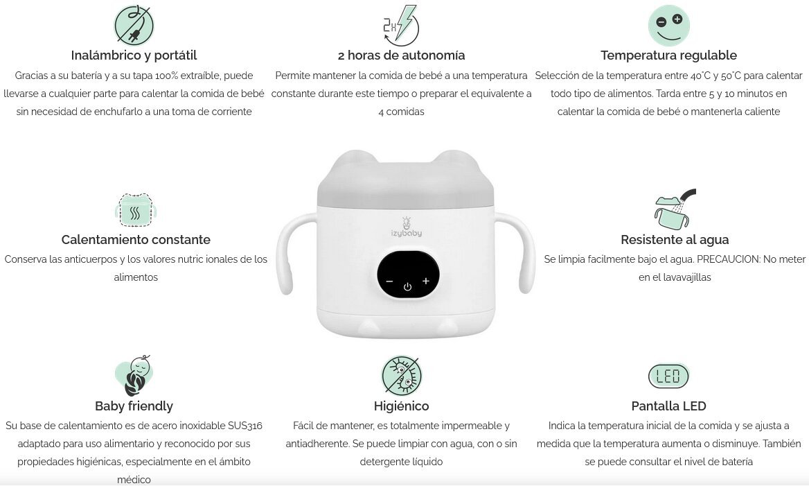 Calienta Potitos Portátil Nomad Izybaby - Imagen 5