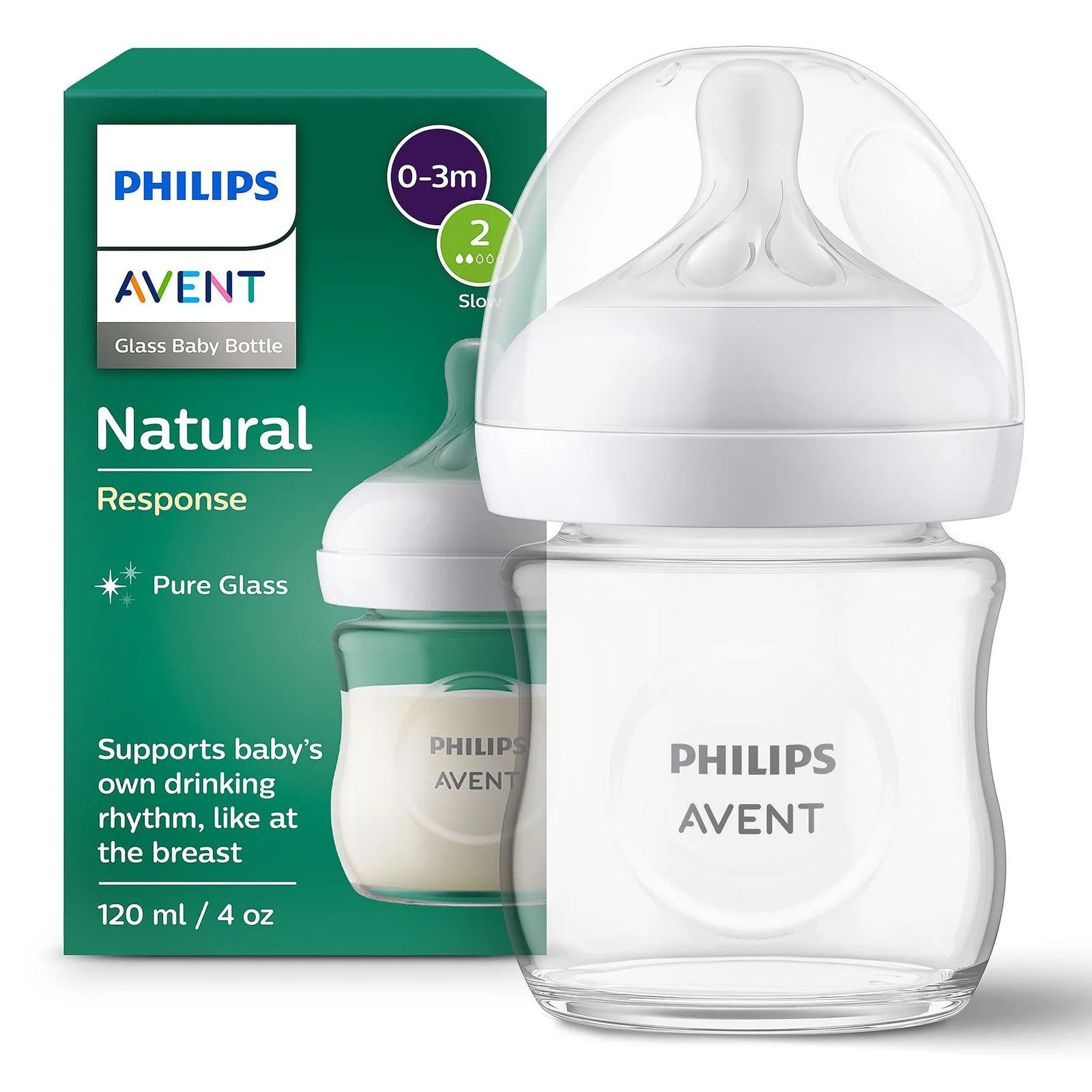 Biberón Natural Response Cristal 120ml. T2 Philips Avent